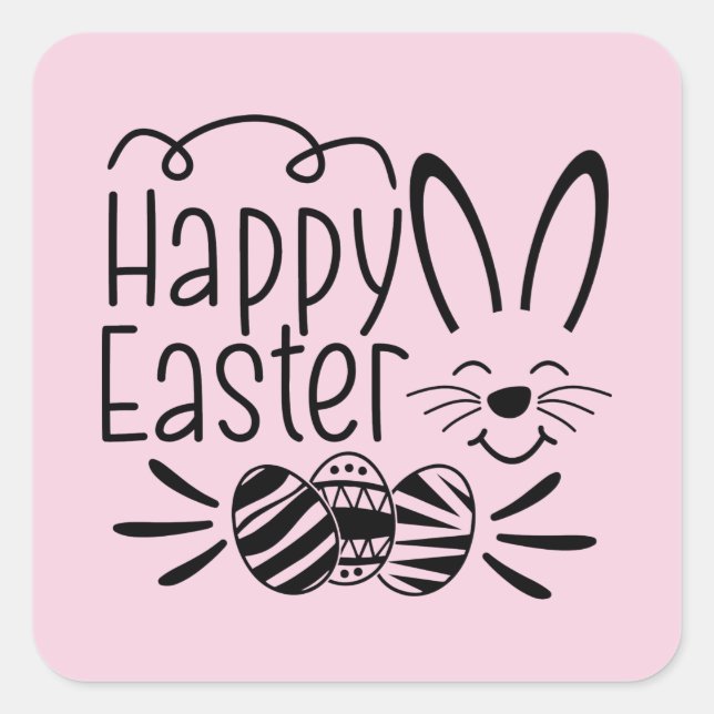 Happy Easter bunny Holiday Square Sticker (Front)