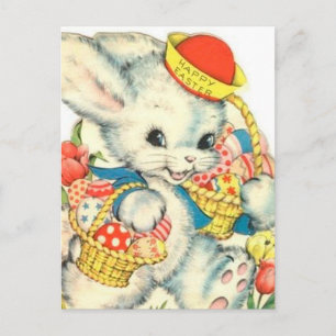 Happy Easter Bunny Holiday vintage Nostalgic Postcard