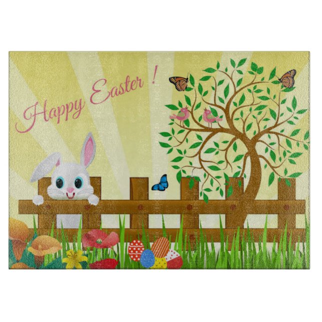 Happy Easter bunny illustration Cutting Board (Front)