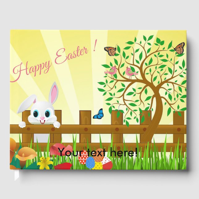 Happy Easter bunny illustration Guest Book (Front)