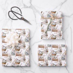 Happy Easter Bunny In A Basket  Wrapping Paper Sheet