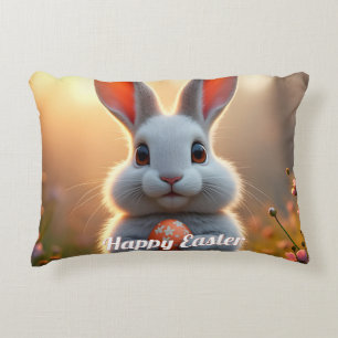 Happy Easter Bunny in the Magic of Spring Accent Pillow