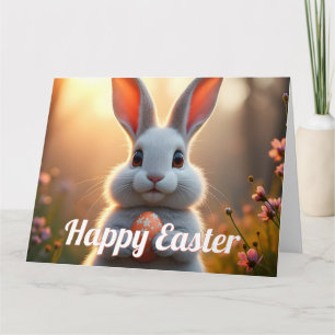 Happy Easter Bunny in the Magic of Spring Card