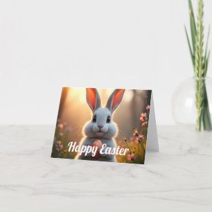 Happy Easter Bunny in the Magic of Spring Card