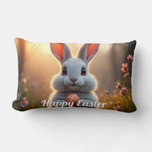 Happy Easter Bunny in the Magic of Spring Lumbar Pillow
