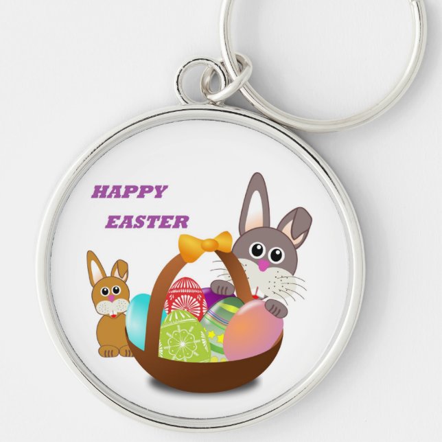 "HAPPY EASTER" BUNNY KEYCHAIN (Front)