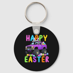 Happy Easter Bunny Monter Truck Funny Madness  Keychain