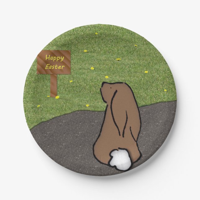 Happy Easter Bunny Paper Plates (Front)