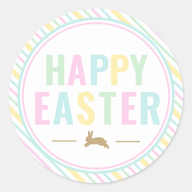 Happy Easter Bunny Pastel Sticker  (Front)
