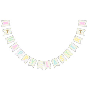 Happy Easter Bunny Pastel Sticker Bunting Flags