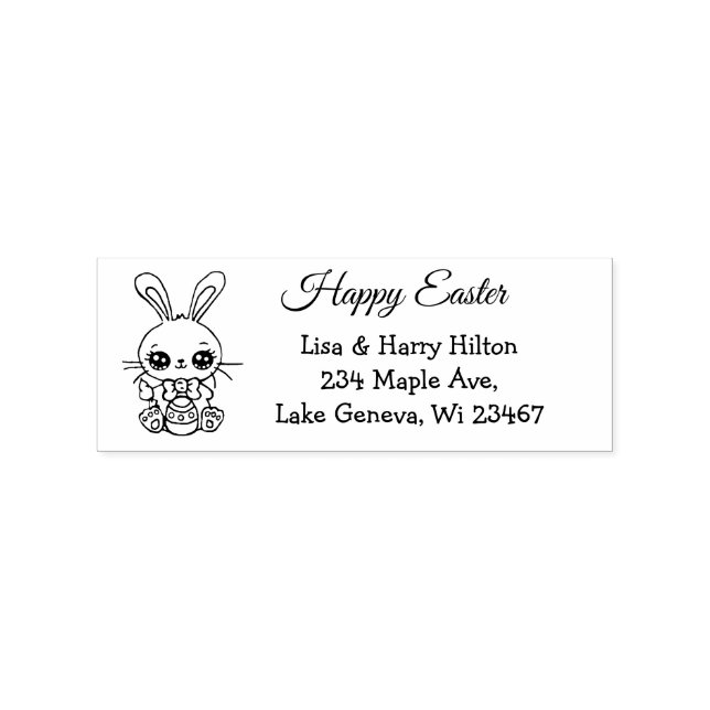 Happy Easter Bunny Personalized Address Rubber Stamp (Imprint)