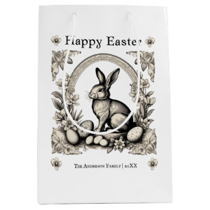 Happy Easter Bunny Personalized Retro Rabbit Chic Medium Gift Bag