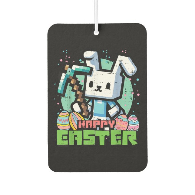 Happy Easter Bunny Pixel Game  Air Freshener (Front)