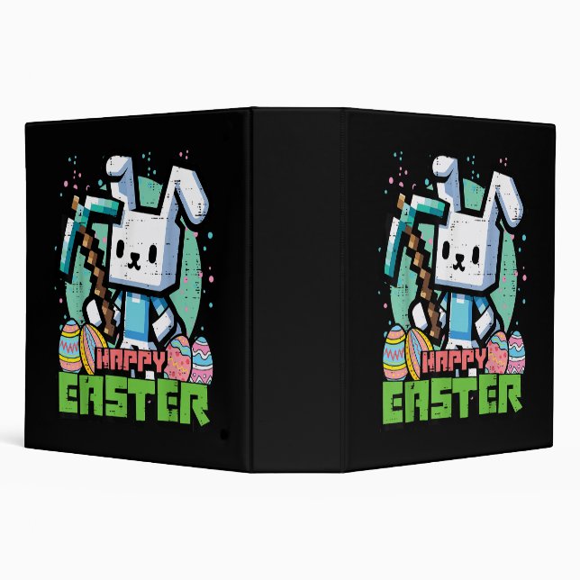 Happy Easter Bunny Pixel Game  Binder (Background)