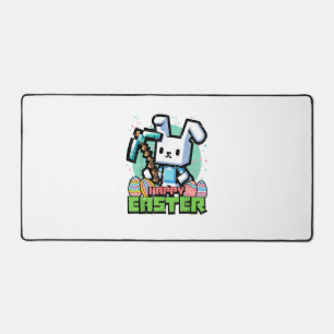Happy Easter Bunny Pixel Game Gaming Gamer Boys Ki Desk Mat