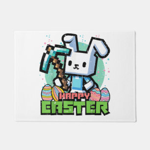 Happy Easter Bunny Pixel Game Gaming Gamer Boys Ki Doormat