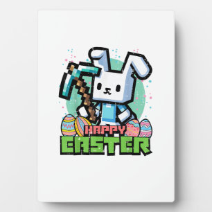 Happy Easter Bunny Pixel Game Gaming Gamer Boys Ki Plaque