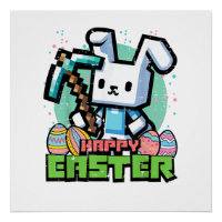 Happy Easter Bunny Pixel Game Gaming Gamer Boys Ki