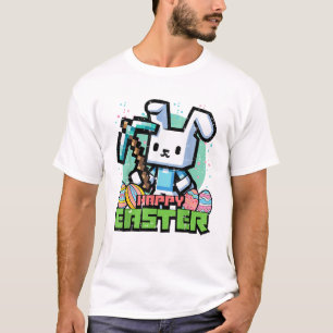 Happy Easter Bunny Pixel Game Gaming Gamer Boys Ki T-Shirt