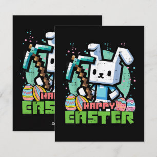 Happy Easter Bunny Pixel Game  Holiday Card