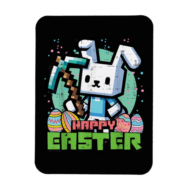 Happy Easter Bunny Pixel Game  Magnet (Vertical)
