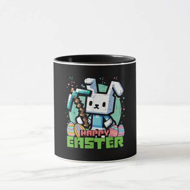 Happy Easter Bunny Pixel Game  Mug (Center)