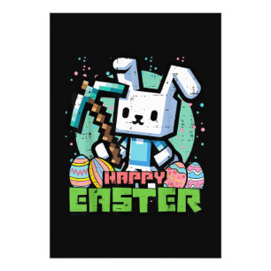 Happy Easter Bunny Pixel Game  Photo Print