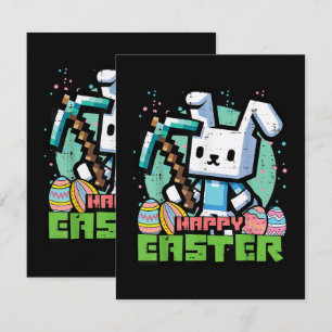 Happy Easter Bunny Pixel Game  Thank You Card