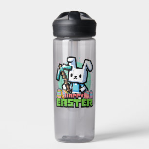 Happy Easter Bunny Pixel Game  Water Bottle
