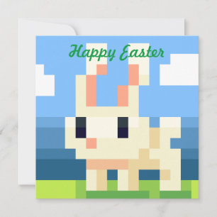 Happy Easter bunny Pixelart Holiday Card