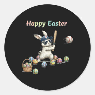 Happy Easter Bunny Playing Sell Easter Rabbit Spor Classic Round Sticker
