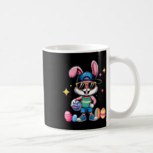 Happy Easter Bunny Playing Volleybyll Easter Sport Coffee Mug