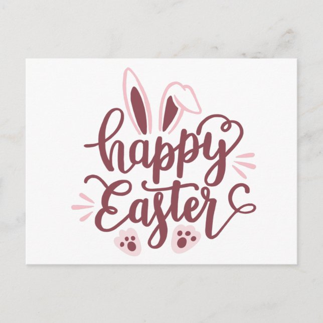 Happy Easter Bunny Postcard – Cute Spring Holiday  (Front)