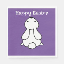 Happy Easter Bunny Purple Napkin