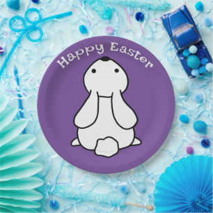 Happy Easter Bunny Purple Napkin Paper Plate