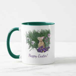 Happy Easter   Bunny Purple Violets Mug