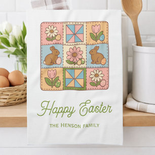 Happy Easter Bunny Quilt Pattern Family  Kitchen Towel