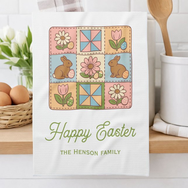 Happy Easter Bunny Quilt Pattern Family  Kitchen Towel (Creator Uploaded)
