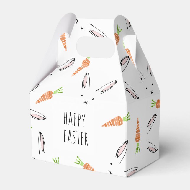 Happy Easter Bunny Rabbit Carrot Editable Favor Box (Front Side)