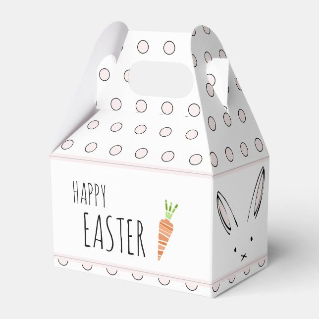 Happy Easter Bunny Rabbit Carrot Polka Dot Favour  Favor Box (Front Side)
