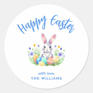 Happy Easter Bunny Rabbit Classic Round Sticker
