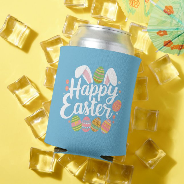 Happy Easter Bunny Rabbit Egg Holiday  Can Cooler (In Situ Summer)