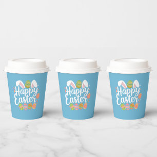 Happy Easter Bunny Rabbit Egg Holiday Paper Cups