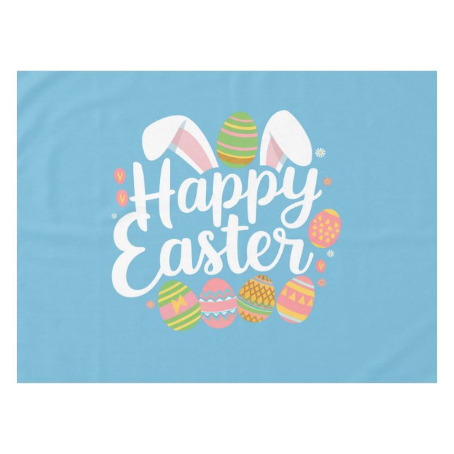 Happy Easter Bunny Rabbit Egg Holiday  Tablecloth (Front (Horizontal))