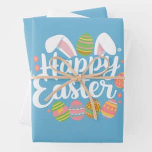 Happy Easter Bunny Rabbit Egg Holiday Wrapping Paper Sheet