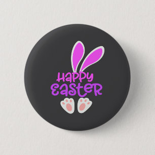 Happy Easter Bunny Rabbit Egg Hunt Cute Ears Girls 2 Inch Round Button