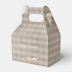 Happy Easter Bunny Rabbit Eggs Butterfly Gingham  Favor Box