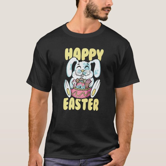 Happy Easter Bunny Rabbit Eggs Family Dye T-Shirt (Front)