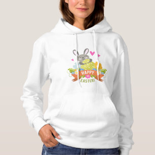 Happy Easter Bunny Rabbit Eggs Floral Holidays Hoodie