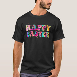 Happy Easter Bunny Rabbit Eggs Hippie Groovy Easte T-Shirt